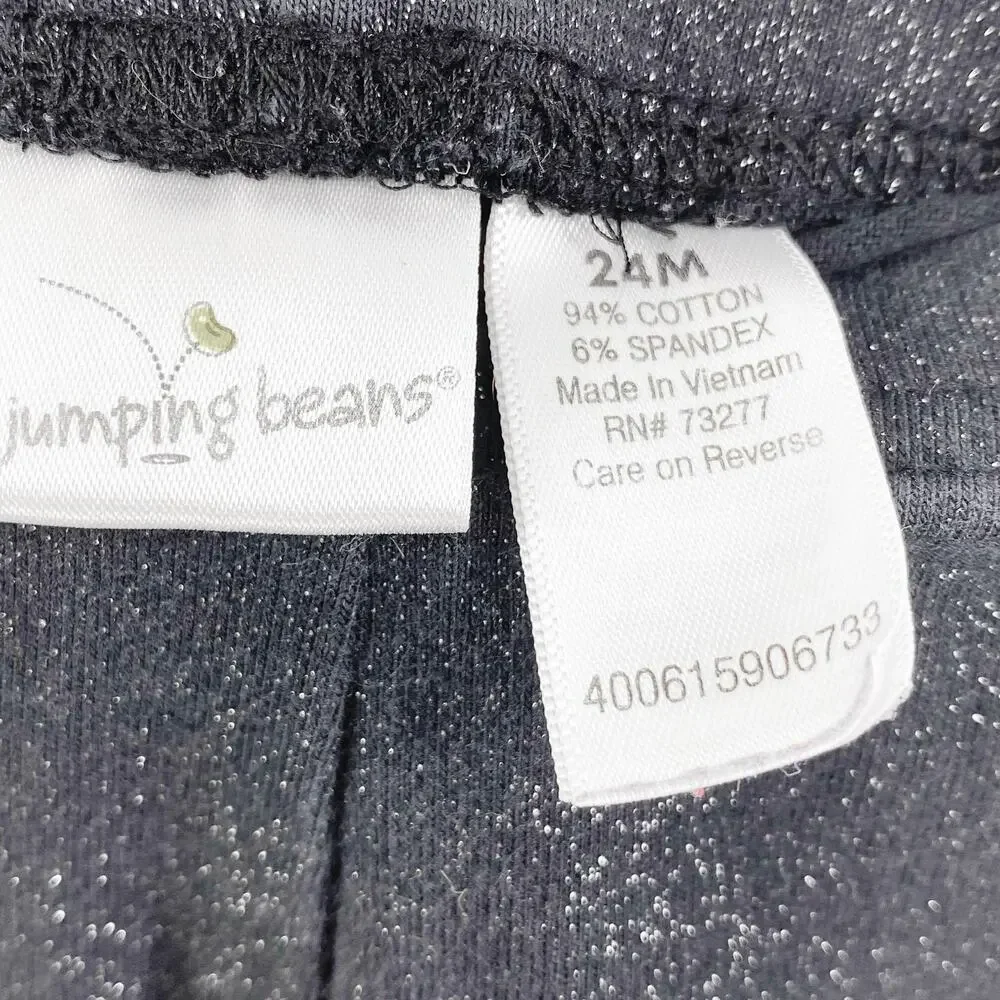 JUMPING BEANS Black Cotton Glitter Speck Toddler Girls Leggings